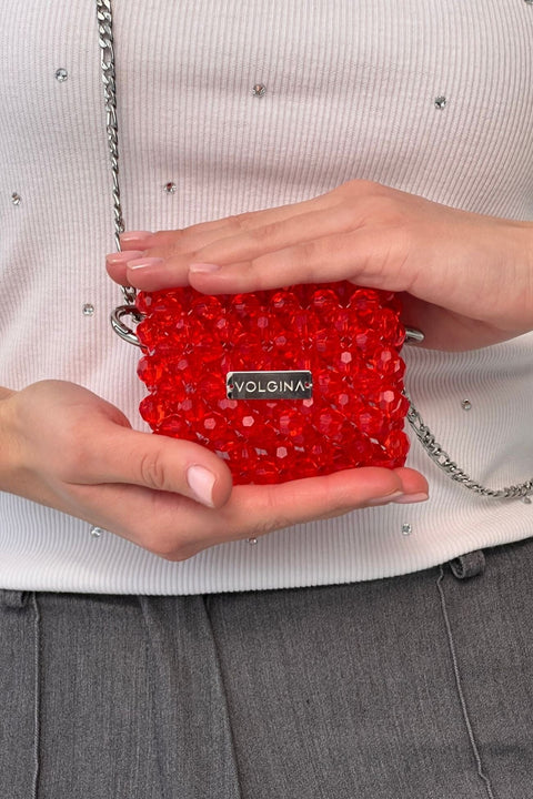Червона Мініатюрна Сумочка з Акриловими Намистинами Swarovski VOLGINA 