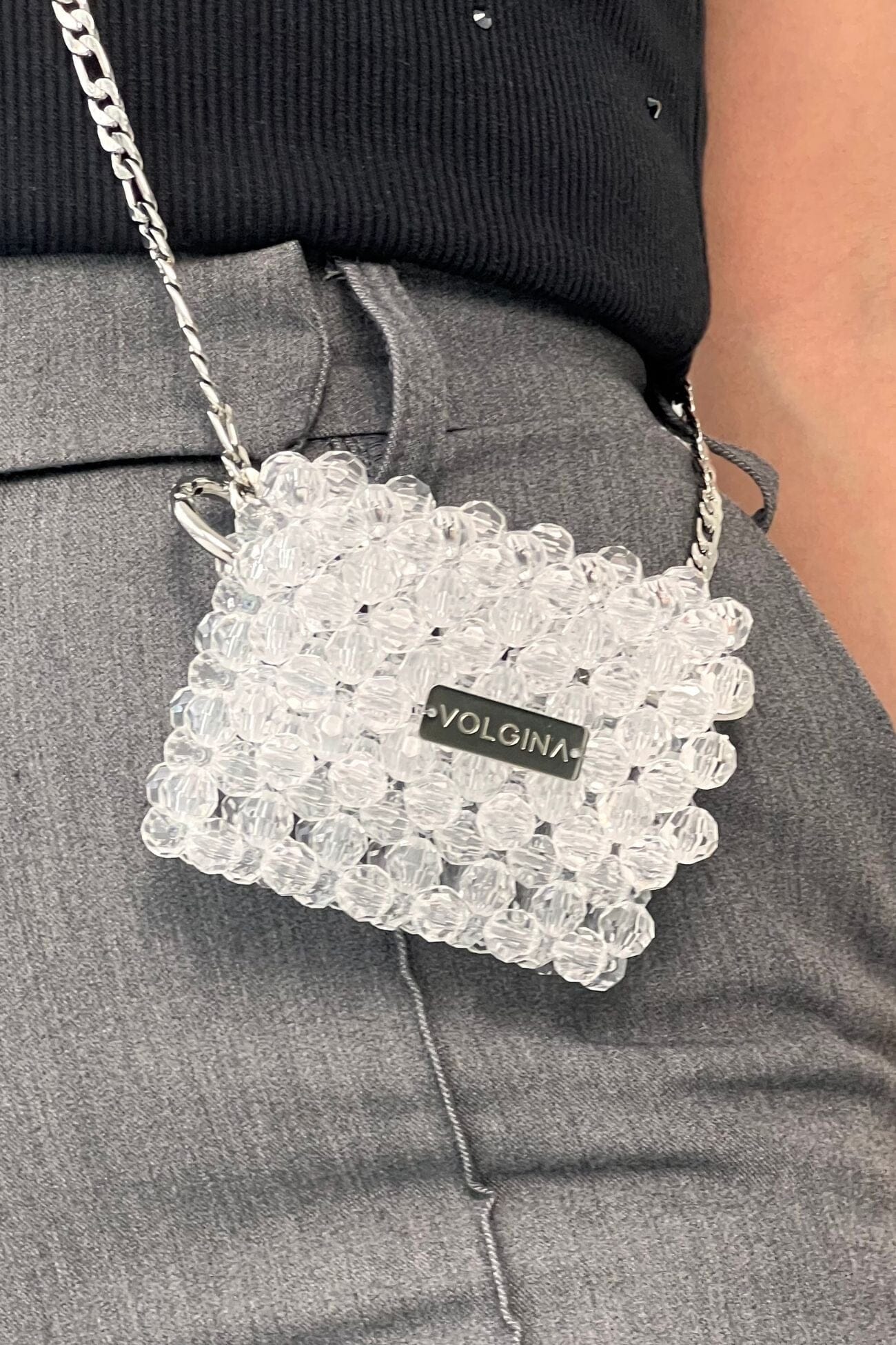Біла Мініатюрна Сумочка з Акриловими Намистинами Swarovski VOLGINA 