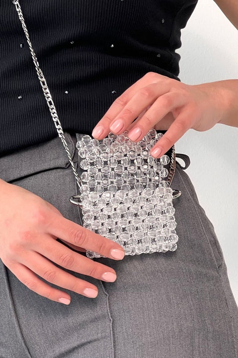 Біла Мініатюрна Сумочка з Акриловими Намистинами Swarovski VOLGINA 