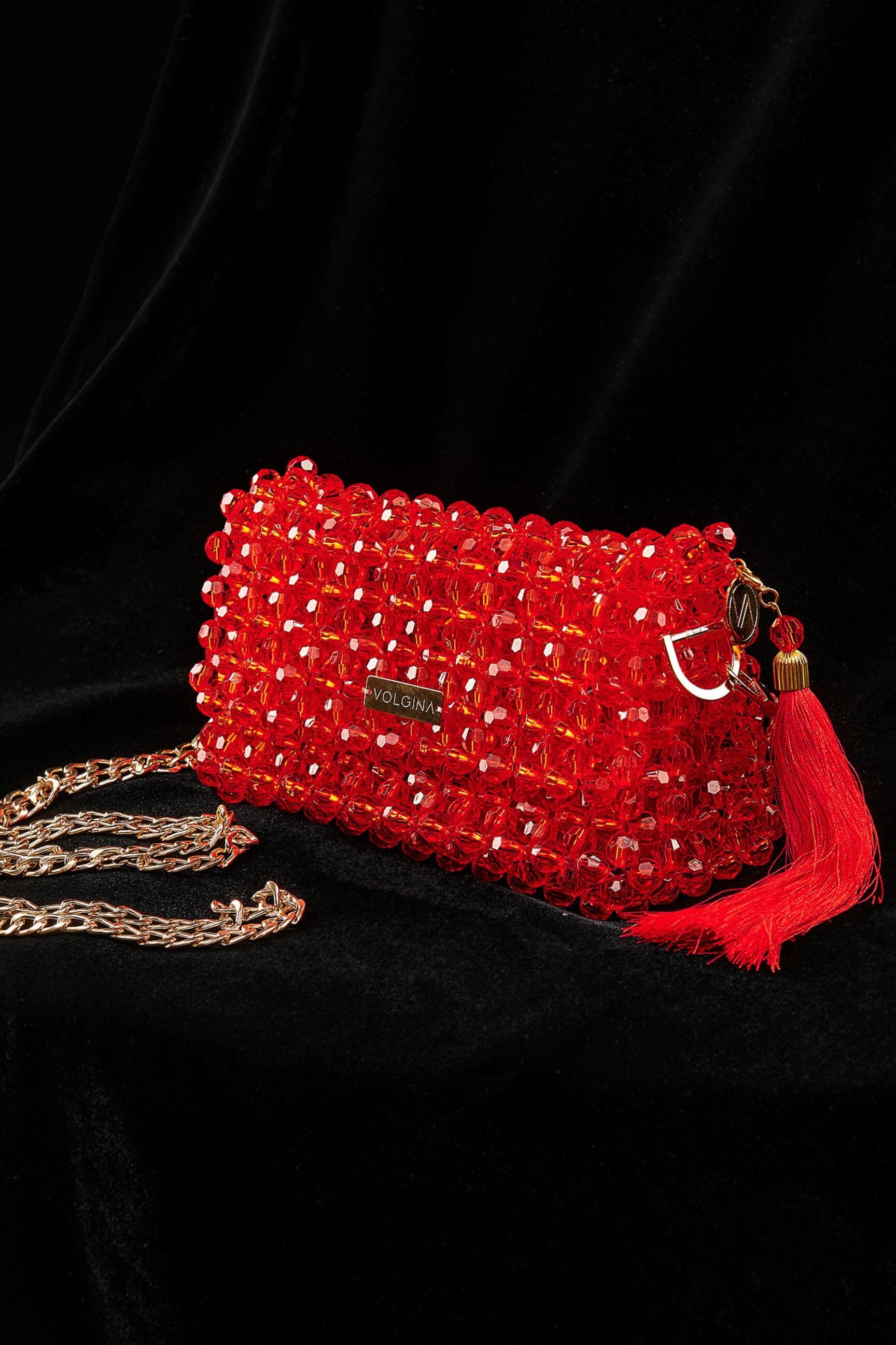 Червоний Клатч з Акриловими Намистинами Swarovski VOLGINA 
