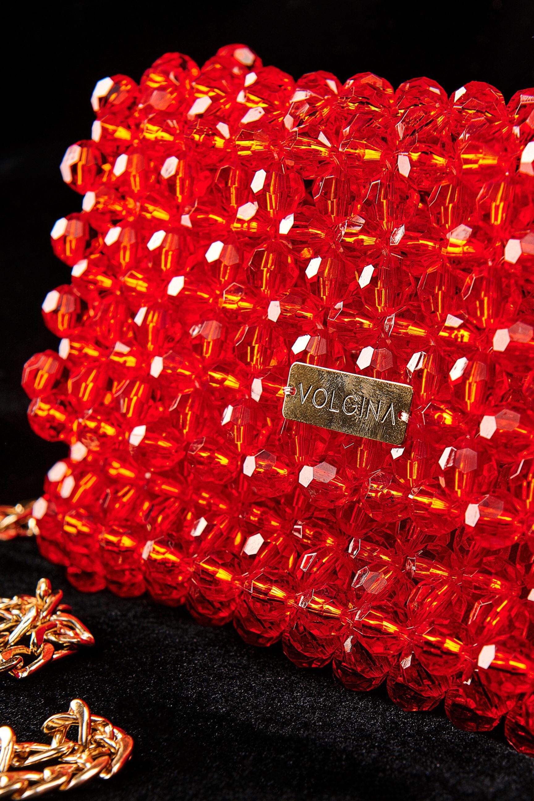 Червоний Клатч з Акриловими Намистинами Swarovski VOLGINA 