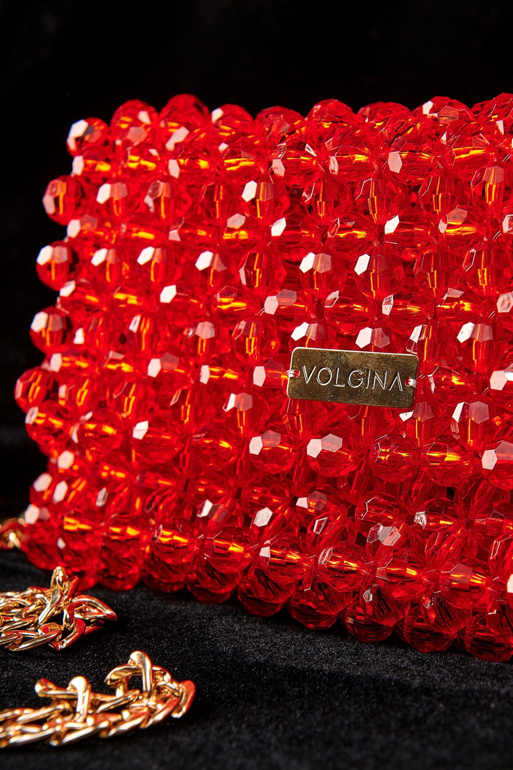 Червоний Клатч з Акриловими Намистинами Swarovski VOLGINA 