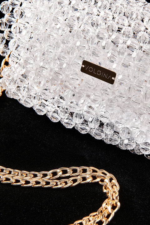 Білий Клатч з Акриловими Намистинами Swarovski VOLGINA 